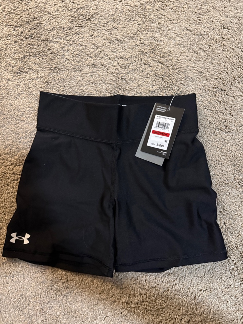 New Under Armour Women’s Black High-Rise Bike Shorts with Tags.